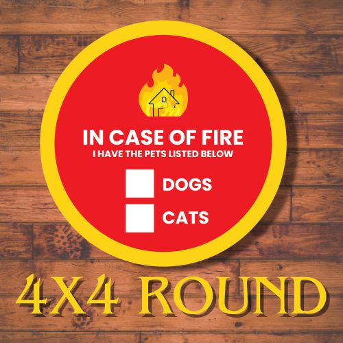 "In Case of Fire" 4-inch Round Pet Safety Sticker Set of (2)