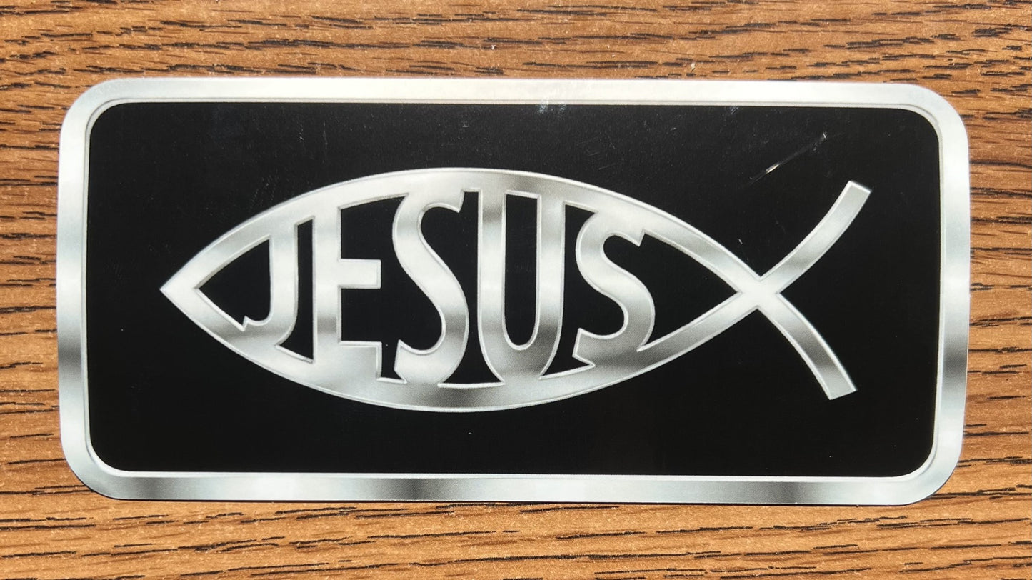 Jesus Chrome Fish (Ichthys), UV Resistant, 5.5 x 2 and 5/8th-inch