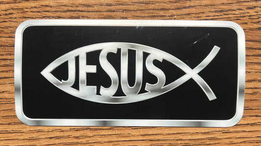 Jesus Chrome Fish (Ichthys), UV Resistant, 5.5 x 2 and 5/8th-inch